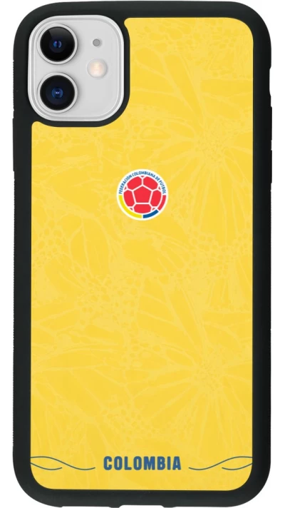 Coque iPhone 11 - Silicone rigide noir Maillot de football Colombie 2026 personnalisable
