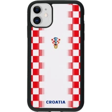 Coque iPhone 11 - Silicone rigide noir Maillot de football Croatie 2026 personnalisable