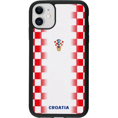Coque iPhone 11 - Silicone rigide noir Maillot de football Croatie 2026 personnalisable