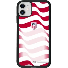 Coque iPhone 11 - Silicone rigide noir Maillot de football États-Unis 2026 personnalisable
