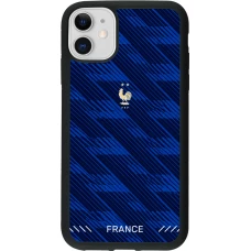 Coque iPhone 11 - Silicone rigide noir Maillot de football France 2026 personnalisable