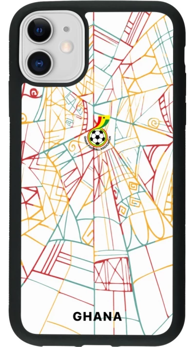 Coque iPhone 11 - Silicone rigide noir Maillot de football Ghana 2026 personnalisable