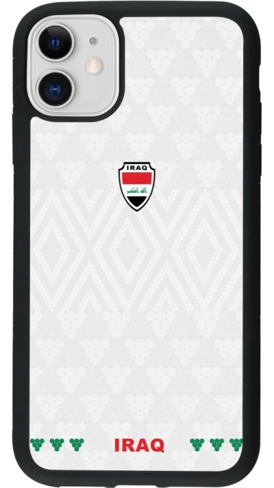 Coque iPhone 11 - Silicone rigide noir Maillot de football Irak 2026 personnalisable