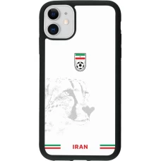 Coque iPhone 11 - Silicone rigide noir Maillot de football Iran 2026 personnalisable