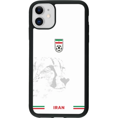 Coque iPhone 11 - Silicone rigide noir Maillot de football Iran 2026 personnalisable
