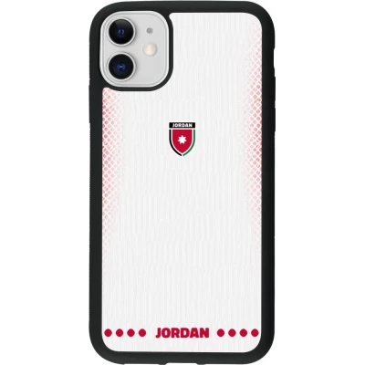Coque iPhone 11 - Silicone rigide noir Maillot de football Jordanie 2026 personnalisable