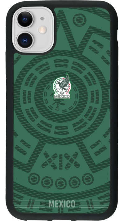 Coque iPhone 11 - Silicone rigide noir Maillot de football Mexique 2026 personnalisable