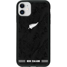 Coque iPhone 11 - Silicone rigide noir Maillot de football Nouvelle-Zélande 2026 personnalisable