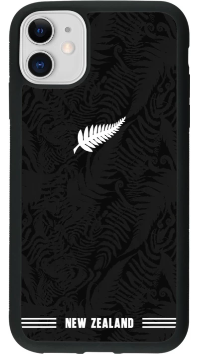 Coque iPhone 11 - Silicone rigide noir Maillot de football Nouvelle-Zélande 2026 personnalisable