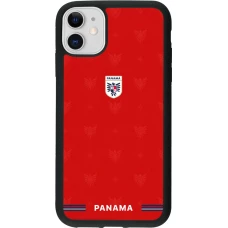Coque iPhone 11 - Silicone rigide noir Maillot de football Panama 2026 personnalisable