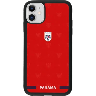 Coque iPhone 11 - Silicone rigide noir Maillot de football Panama 2026 personnalisable