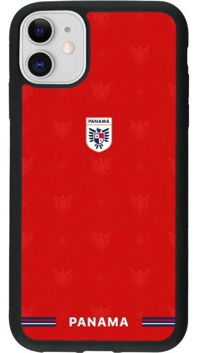 Coque iPhone 11 - Silicone rigide noir Maillot de football Panama 2026 personnalisable