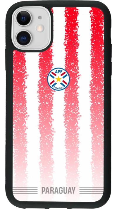 Coque iPhone 11 - Silicone rigide noir Maillot de football Paraguay 2026 personnalisable