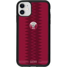 Coque iPhone 11 - Silicone rigide noir Maillot de football Qatar 2026 personnalisable