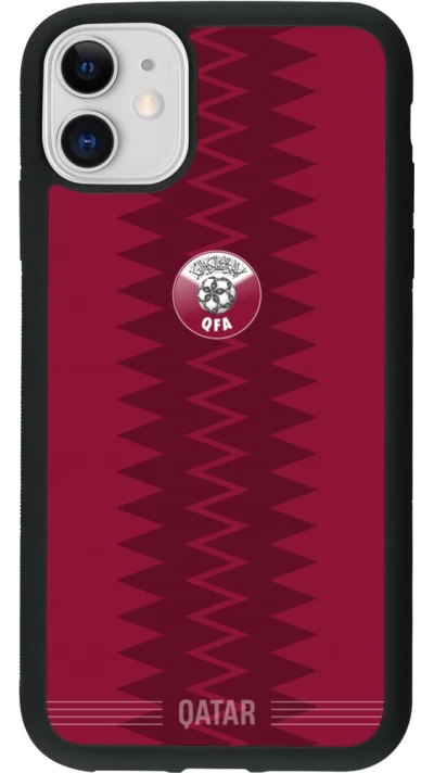 iPhone 11 Case Hülle - Silikon schwarz Qatar 2026 personalisierbares Fussballtrikot