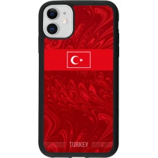 Coque iPhone 11 - Silicone rigide noir Maillot de football Turquie 2026 personnalisable