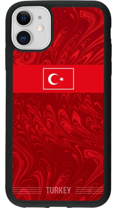 Coque iPhone 11 - Silicone rigide noir Maillot de football Turquie 2026 personnalisable