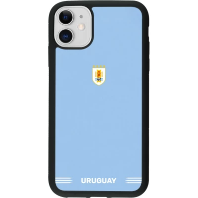 iPhone 11 Case Hülle - Silikon schwarz Uruguay 2026 personalisierbares Fussballtrikot