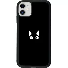 Hülle iPhone 11 - Silikon schwarz Funny cat on black
