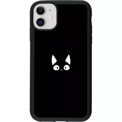 Hülle iPhone 11 - Silikon schwarz Funny cat on black