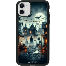 iPhone 11 Case Hülle - Silikon schwarz Halloween Spukstadt