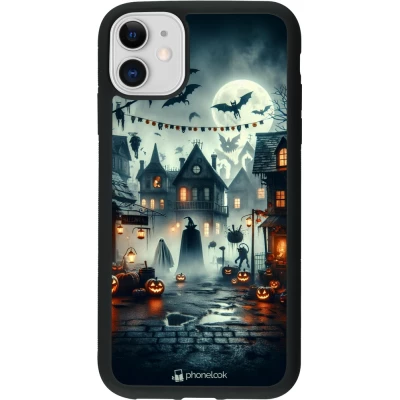 Coque iPhone 11 - Silicone rigide noir Halloween Spookville