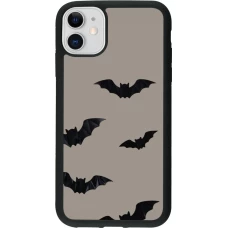 Coque iPhone 11 - Silicone rigide noir Halloween 2026 Bats