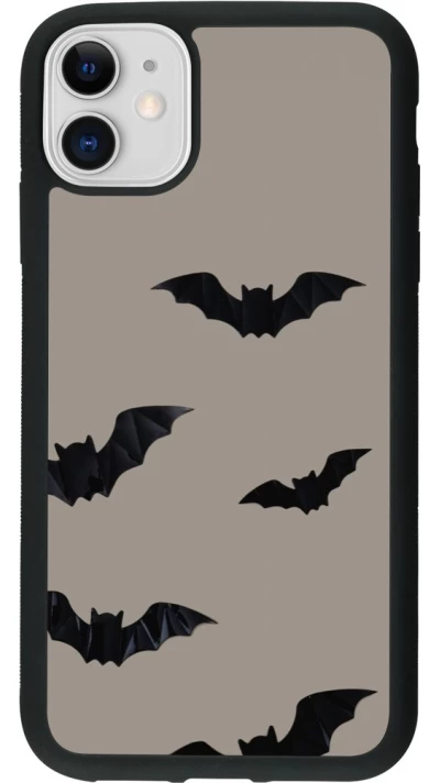 Coque iPhone 11 - Silicone rigide noir Halloween 2026 Bats