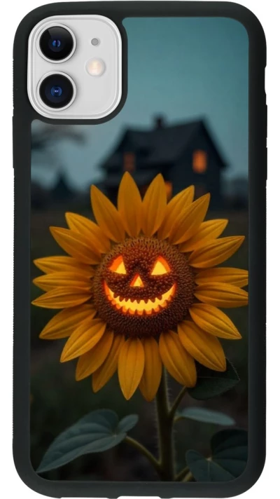 Coque iPhone 11 - Silicone rigide noir Halloween 2026 Evil Sunflower