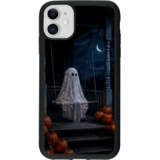 Coque iPhone 11 - Silicone rigide noir Halloween 2026 Ghost on a swing