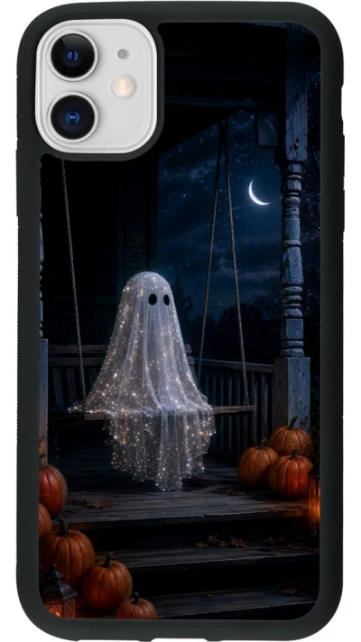 Coque iPhone 11 - Silicone rigide noir Halloween 2026 Ghost on a swing
