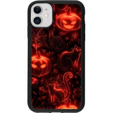 Coque iPhone 11 - Silicone rigide noir Halloween 2026 Pattern Halloween