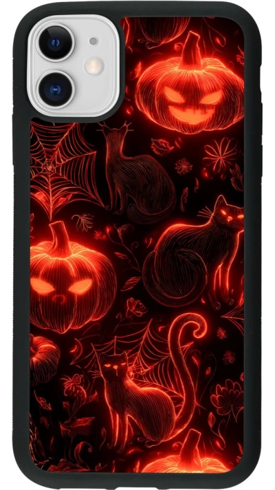 Coque iPhone 11 - Silicone rigide noir Halloween 2026 Pattern Halloween