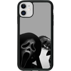 Coque iPhone 11 - Silicone rigide noir Halloween 2026 Scream and Michael Myers