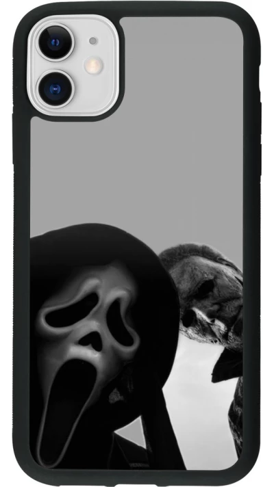 Coque iPhone 11 - Silicone rigide noir Halloween 2026 Scream and Michael Myers