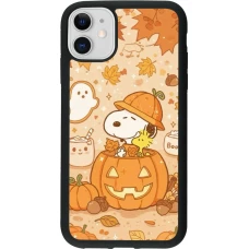 Coque iPhone 11 - Silicone rigide noir Halloween 2026 Snoopy Halloween