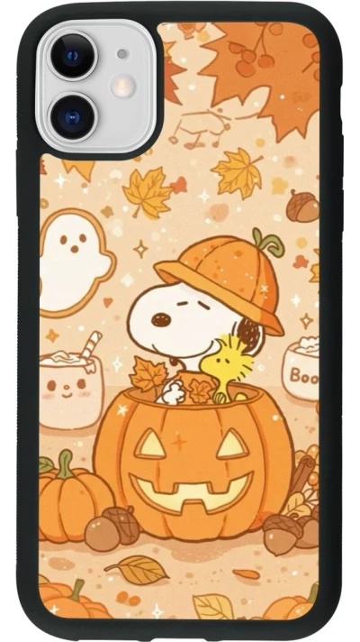 Coque iPhone 11 - Silicone rigide noir Halloween 2026 Snoopy Halloween