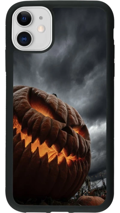 Coque iPhone 11 - Silicone rigide noir Halloween 2026 The Wicked Pumpkin