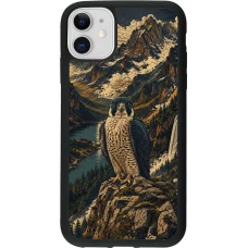 Coque iPhone 11 - Silicone rigide noir Linocut Faucun pèlerin