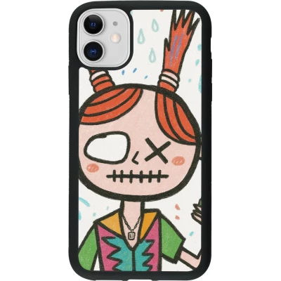 Coque iPhone 11 - Silicone rigide noir Little Girl Sketch