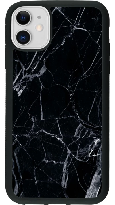 Coque iPhone 11 - Silicone rigide noir Marble Black 01