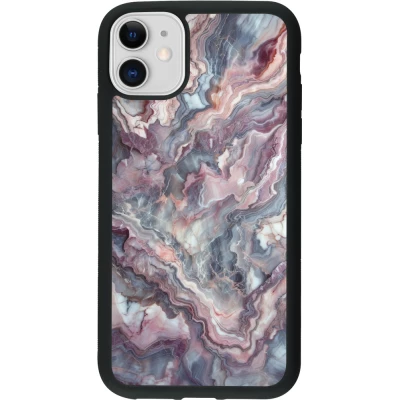iPhone 11 Case Hülle - Silikon schwarz Violetter silberner Marmor