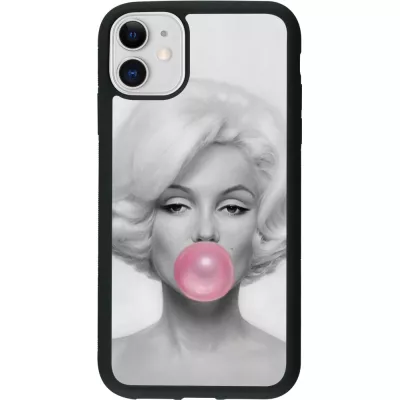 Coque iPhone 11 - Silicone rigide noir Marilyn Bubble