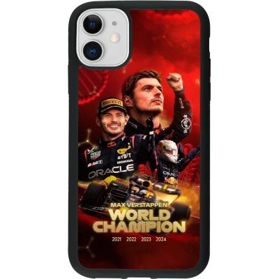 Coque iPhone 11 - Silicone rigide noir Max Verstappen Champion 2023
