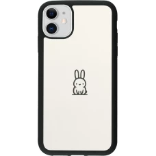 Coque iPhone 11 - Silicone rigide noir Minimal bunny cutie