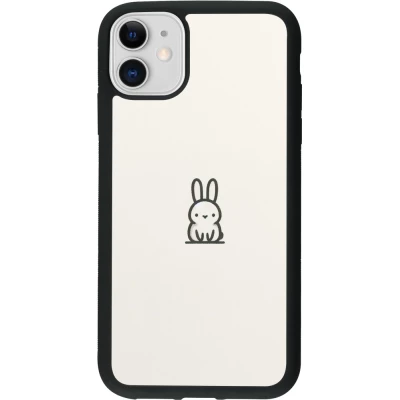 Coque iPhone 11 - Silicone rigide noir Minimal bunny cutie