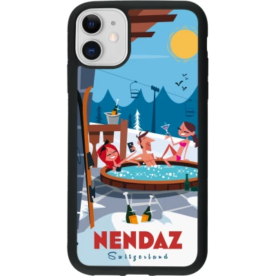 Coque iPhone 11 - Silicone rigide noir Nendaz Mountain Jacuzzi