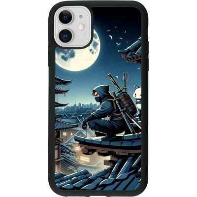 iPhone 11 Case Hülle - Silikon schwarz Ninja unter dem Mond