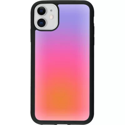 Coque iPhone 11 - Silicone rigide noir Orange Pink Blue Gradient