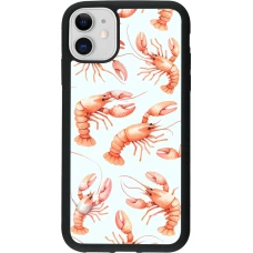 iPhone 11 Case Hülle - Silikon schwarz Muster von pastellfarbenen Hummern